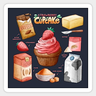 Strawberry Cupcake Ingredients Magnet